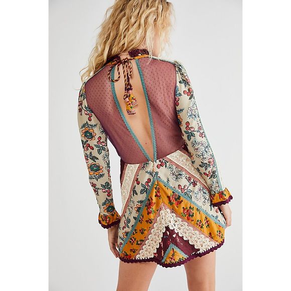 New Free People Fall To Pieces Mini Dress sz 4 - Picture 4 of 8